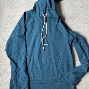 PACT Organic Cotton Hoodie Half Zip Blue Pullover Sweatshirt Kangaroo Pocket M